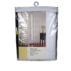 NEW Nantucket Lichtenberg Plaid Polyester Curtain 56 x 63 Inches One Panel White